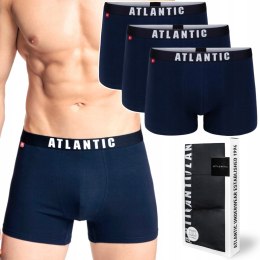 Bokserki męskie 3-PAK dopasowane szorty ATLANTIC 3MH-011 granat - M