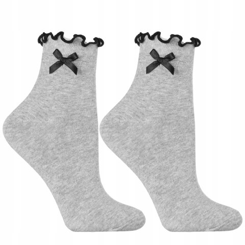 Długie skarpetki damskie 3 PARY bawełniane z kokardką MORAJ - 38-41