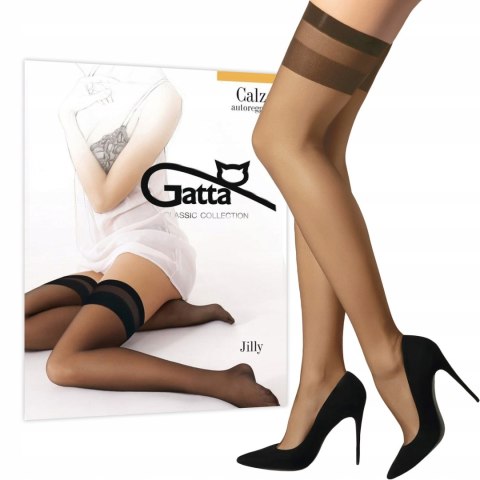Pończochy SAMONOŚNE półmatowe ze ściągaczem GATTA JILLY 15DEN beige - 1/2
