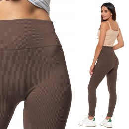 Legginsy damskie z wysokim stanem W PRĄŻKI sportowe MORAJ - L/XL