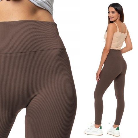 Legginsy damskie z wysokim stanem W PRĄŻKI sportowe MORAJ - L/XL