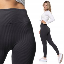 Legginsy damskie z wysokim stanem W PRĄŻKI sportowe MORAJ - L/XL