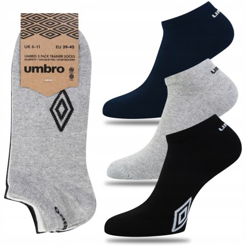 Skarpety bawełniane STOPKI 3-PAK sportowe UMBRO SNEAKER - 43-46