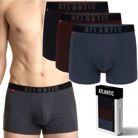 Bokserki męskie 3-PAK dopasowane szorty ATLANTIC 3MH-011 - XL