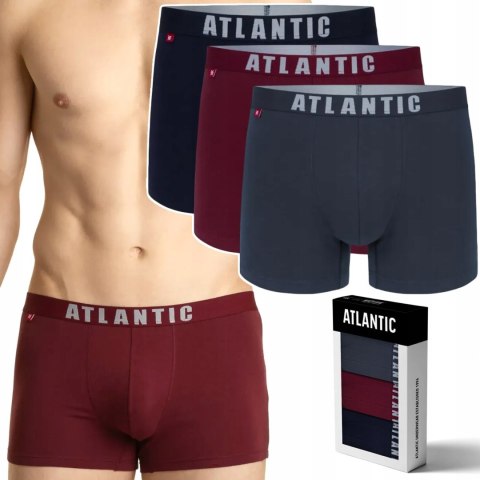 Bokserki męskie 3-PAK dopasowane szorty ATLANTIC 3MH-011 - M