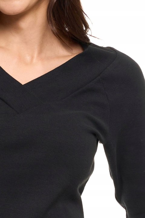 Bluzka damska prążkowana SWETEREK z dekoltem w serek z bawełny MORAJ - 3XL Bluzka damska prążkowana SWETEREK z dekoltem w serek z bawełny MORAJ - 3XL
