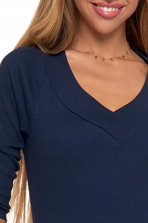 Bluzka damska prążkowana SWETEREK z dekoltem w serek z bawełny MORAJ - 3XL Bluzka damska prążkowana SWETEREK z dekoltem w serek z bawełny MORAJ - 3XL