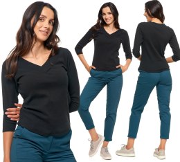 Bluzka damska prążkowana SWETEREK z dekoltem w serek z bawełny MORAJ - XL