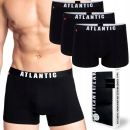 Bokserki męskie 3-PAK dopasowane szorty ATLANTIC 3MH-011 czarne - M
