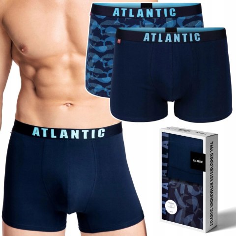 Bokserki męskie bawełniane 2 PARY długie nogawki ATLANTIC 2MH-1177 - L