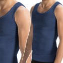 Podkoszulek na ramiączkach PODKOSZULKA MĘSKA w prążki 100% BAWEŁNA - 3XL