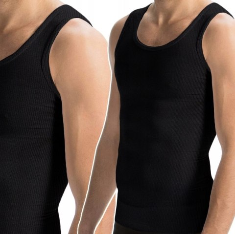 Podkoszulek na ramiączkach PODKOSZULKA MĘSKA w prążki 100% BAWEŁNA - 3XL