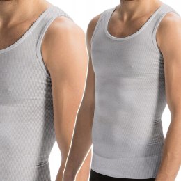 Podkoszulek na ramiączkach PODKOSZULKA MĘSKA w prążki 100% BAWEŁNA - XL