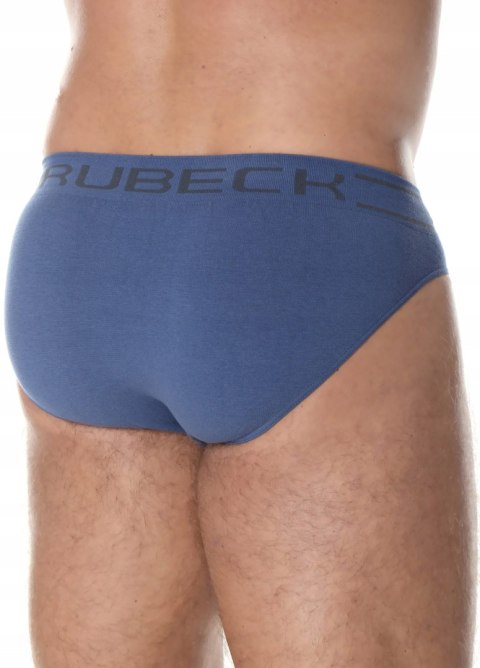 Slipy męskie bezszwowe bawełniane majtki BRUBECK BE0029M niebieski - XXL