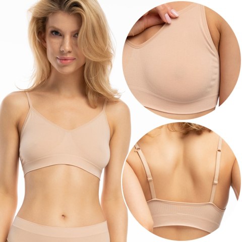 Biustonosz bez fiszbin BRALETKA BAMBUSOWA regulowane ramiączka JULIMEX - S