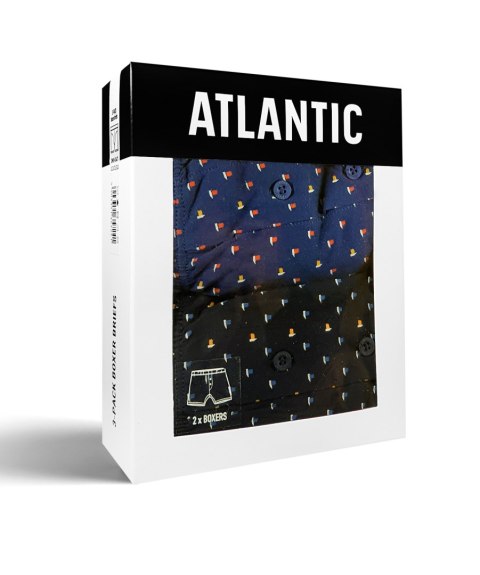 Bokserki męskie 2 PARY luźne ATLANTIC 2MBX-033 - M