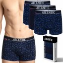 Bokserki męskie BAWEŁNIANE 3 PARY dopasowane ATLANTIC 3MH-173 - M