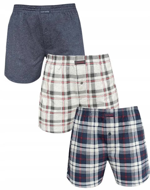 Bokserki męskie LUŹNE BAWEŁNIANE 3 WZORY CORNETTE COMFORT - M