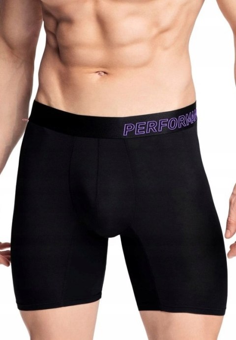 Bokserki męskie BAMBUSOWE długie ATLANTIC z długą nogawką czarne - XXL