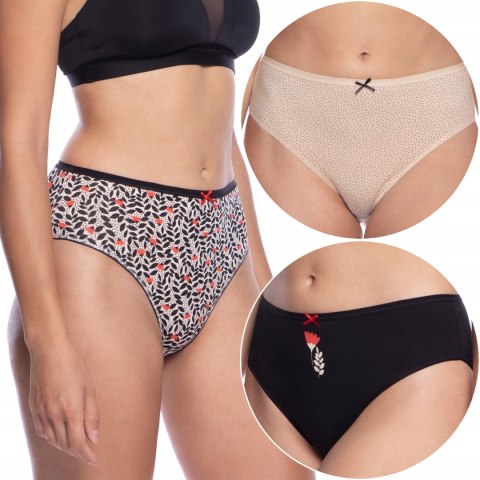 FIGI damskie BIKINI 3 PARY majtki bawełniane z nadrukiem LAMA 127BI-26 XXL