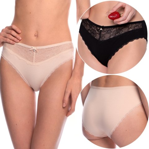 FIGI damskie BIKINI koronkowe 2 PARY WISKOZA majtki LAMA 1561BI - S