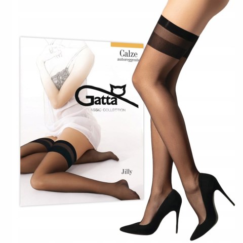 Pończochy SAMONOŚNE półmatowe ze ściągaczem GATTA JILLY 15DEN nero - 1/2