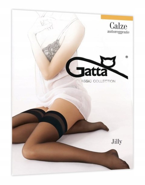 Pończochy SAMONOŚNE półmatowe ze ściągaczem GATTA JILLY 15DEN nero - 3/4