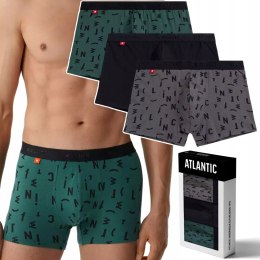 Bokserki męskie BAWEŁNIANE 3 PARY dopasowane ATLANTIC 3MH-182 - M