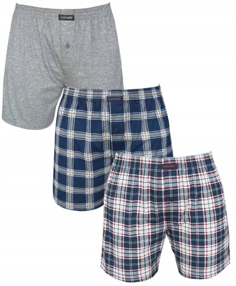 Bokserki męskie LUŹNE BAWEŁNIANE 3 WZORY CORNETTE COMFORT - M