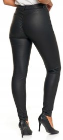 Eleganckie spodnie damskie WOSKOWANE imitujące SKÓRĘ skinny MORAJ - L/40