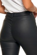 Eleganckie spodnie damskie WOSKOWANE imitujące SKÓRĘ skinny MORAJ - M/38