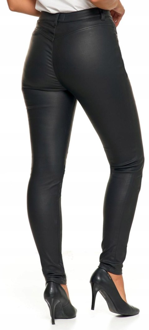 Eleganckie spodnie damskie WOSKOWANE imitujące SKÓRĘ skinny MORAJ - M/38