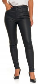 Eleganckie spodnie damskie WOSKOWANE imitujące SKÓRĘ skinny MORAJ - S/36
