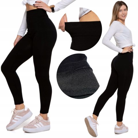 Legginsy damskie OCIEPLANE z wysokim stanem gładkie MORAJ UNIWERSALNE