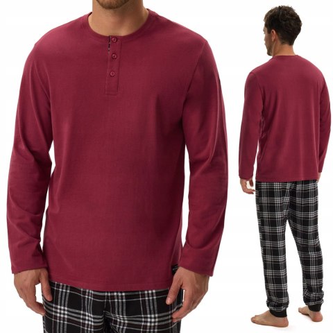 Piżama męska 100% BAWEŁNA z długim rękawem HENDERSON HONOR - XL