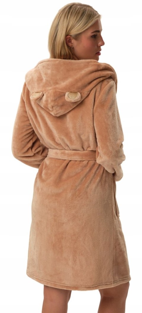 Pluszowy szlafrok damski miś z kapturem WIĄZANY HENDERSON FIORA - L/XL