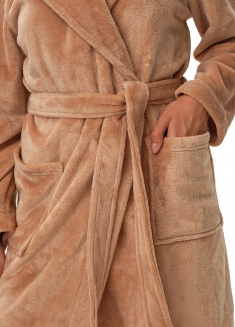Pluszowy szlafrok damski miś z kapturem WIĄZANY HENDERSON FIORA - L/XL