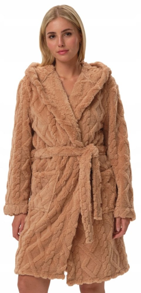 Pluszowy szlafrok damski z kapturem POLAROWY HENDERSON FREDDA - M