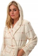 Pluszowy szlafrok damski z kapturem WIĄZANY w PASIE HENDERSON FINA - S
