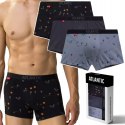 Bokserki męskie BAWEŁNIANE 3 PARY dopasowane ATLANTIC 3MH-050 - XL