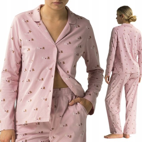 Piżama damska w misie 100% BAWEŁNA z długim rękawem ATLANTIC NLP-484 - XXL