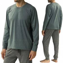 Piżama męska luźna BAWEŁNIANA z długim rękawem ATLANTIC NMP-372 - XXL