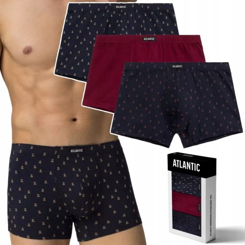 Bokserki męskie BAWEŁNIANE 3 PARY dopasowane ATLANTIC 3MH-201- XXL