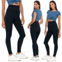 Legginsy PRĄŻKOWANE damskie z wysokim stanem modne GETRY czarne MORAJ S/M