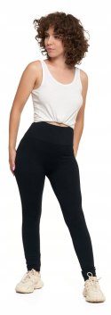 Legginsy PRĄŻKOWANE damskie z wysokim stanem modne GETRY czarne MORAJ S/M