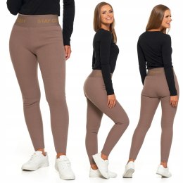 Legginsy damskie OCIEPLANE z wysokim stanem w PRĄŻKI MORAJ - L/XL
