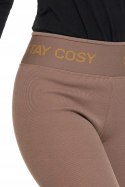 Legginsy damskie OCIEPLANE z wysokim stanem w PRĄŻKI MORAJ - L/XL