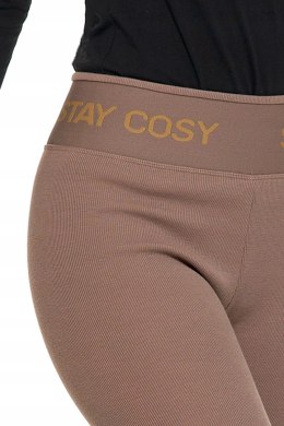 Legginsy damskie OCIEPLANE z wysokim stanem w PRĄŻKI MORAJ - L/XL