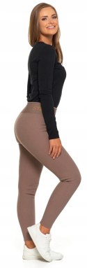 Legginsy damskie OCIEPLANE z wysokim stanem w PRĄŻKI MORAJ - L/XL