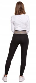 Legginsy damskie OCIEPLANE z wysokim stanem w PRĄŻKI MORAJ - L/XL